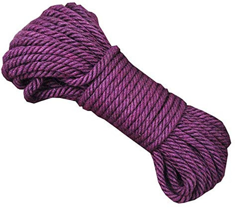 Corda for bondage, corda da giardino, corda di canapa decorativa for artigianato artistico viola (6 mm), 20 metri (65 piedi), 100% naturale