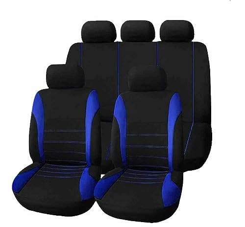 RWRAPS Housses Siège Voiture pour Mazda 2 Mazda2 Type DE/DJ / XP21 / DY 2016-2023, Ensemble Complet de Housses Tissu Couverture Siège Respirant Protecteur Siege Accessoire,A/9pcs Set Blue