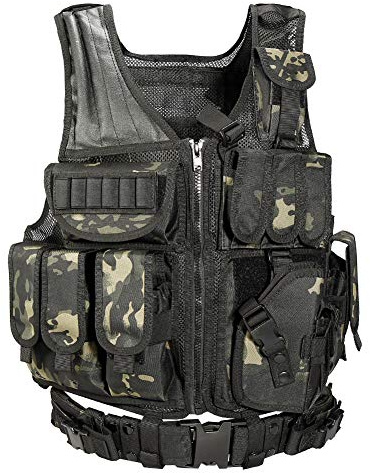 vAv YAKEDA Tactical Vest Outdoor Ultra-Light Breathable Training Airsoft Vest Adjustable for Adults (US, Alpha, One Size, Regular, Regular, Black CP)