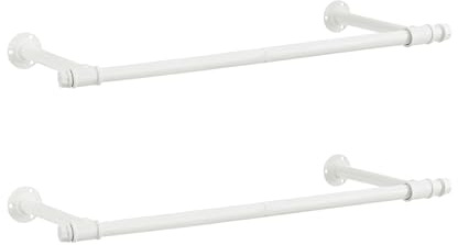 SONGMICS Barra Appendiabiti da Parete, Set da 2, Tubo Attaccapanni da Muro, Stile Industriale, Salvaspazio, 30 x 84 x 7 cm, Portata di 60 kg, Facile da Montare, Acciaio, Bianco Nuvola HSR140W02