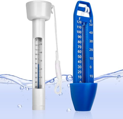 Lot de 2 thermomètres de piscine incassables - Thermomètre à eau pour piscine - Thermomètre flottant pour jacuzzi intérieur et extérieur