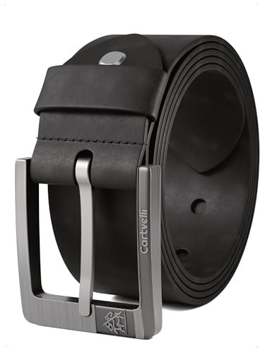 Cartvelli Premium Ledergürtel Herren Schwarz 100cm Made in Germany mit Geschenkbox Echt-Leder Herrengürtel Vollleder Jeansgürtel breiter Leder Gürtel 40mm Anzug jeans chino pants M24s-100
