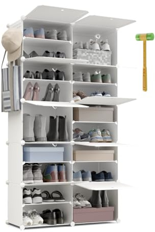 Newlux - Zapatero 10 Compartimentos Cube C10 40 Pares (83x32x155cm). Organizador Zapatos 30x40x30cm Cada Cubo. Zapatero Entrada Recibidor Modular 50kg Capacidad. Estantería Plástico Modular Blanca