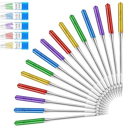 30 agujas para máquina de coser, punta de bola, aguja de coser de vástago plano regular con tamaño en HAX1 65/9, 75/11, 90/14, 100/16, 110/18, agujas de máquina para cantante, hermano, máquina de
