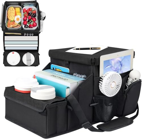 Organizador para asiento de coche, accesorios para el interior, caja de almacenamiento para niños con portavasos y bolsillos de malla para asiento trasero delantero y maletero para juguetes, libros