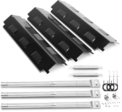 Denmay Universella reservdelar för charbroil, barbecook vanilj, barbecook 300 gasgrill, tenneker TG4, 31–45 cm brännare, 37 cm brännarskydd och crossovers, flamfördelare rörbrännare, 3 stycken