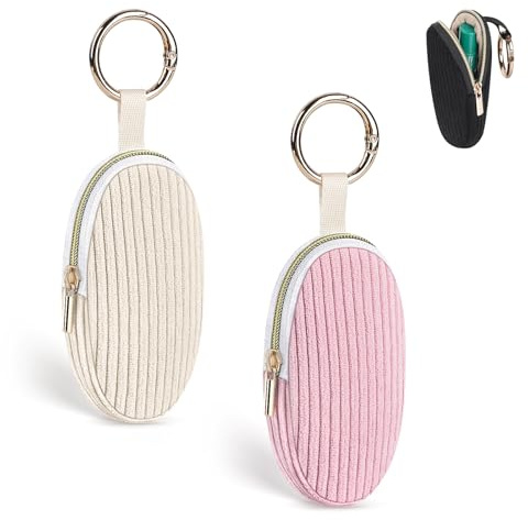 Playexen 2 PCS Chapstick Holder Keychain Bag, Corduroy Lip Balm Holder, B+P