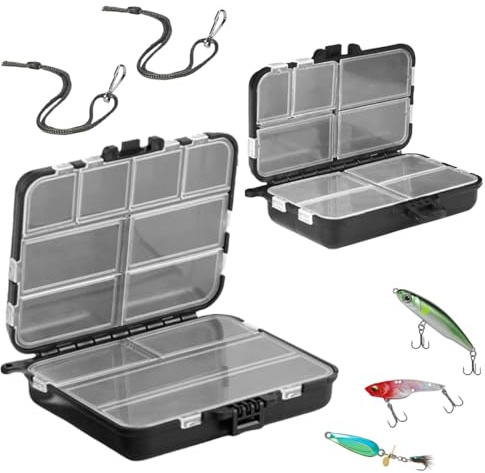 2 Pièces Boite de Peche, Étanche et Portable Double Couche Boite a Peche, Boite de Rangement Leurre de pêche pour Appâts de Pêche, Rangement du Matériel