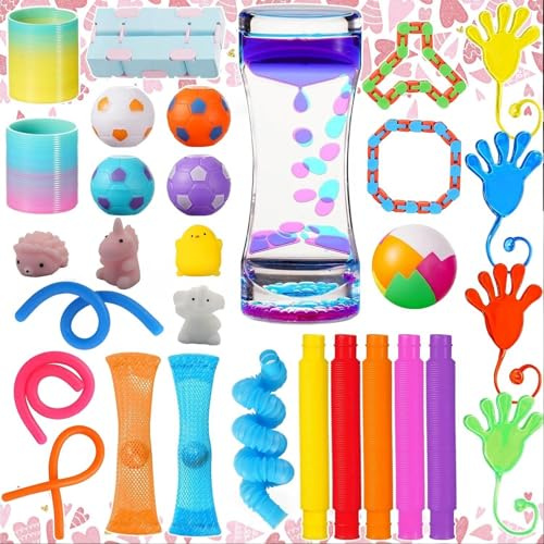 Fidget Toys Pack 30 Piezas - Sensorial Anti Estrés para Adultos -Stress Relief Fdiget Toys Set para la Concentración y la Calma,, Fiesta y Calma