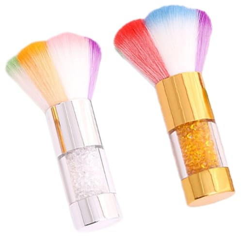 Outanaya Brochas de Maquillaje para Rubor, 2 Piezas, Sintéticas y Plástico, Aplicación Uniforme, Uso Diario y Profesional, Dorado y Plata