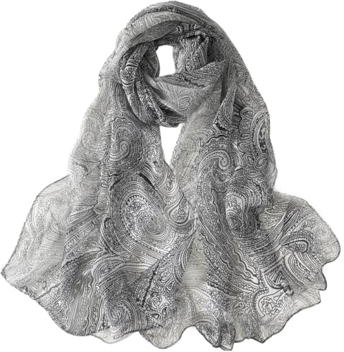 FAIRYGATE Chiffon Scarves Flower Floral Print Ladies Scarf Lightweight Scarfs for Women Elegant Neck Wrap 63 x 20 Inch (160 x 50 cm)