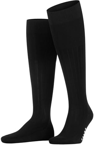 FALKE Milano M Kh cotone al ginocchio tinta unita 1 paio, Calzini lunghi Uomo, Nero Black 3000, 45-46