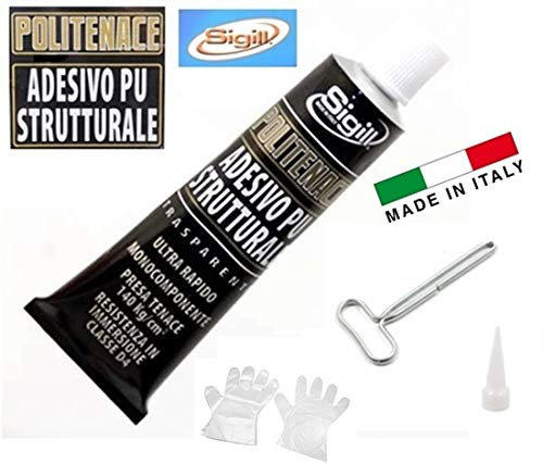 COLLA ADESIVO STRUTTURALE POLIURETANICO TRASPARENTE POLITENACE 60ml  SIGILL MADE IN ITALY
