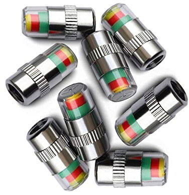 ANKIA 8Pcs 2.2Bar 32PSI Car Tyre Pressure Monitor Valve Stem Caps Sensor Indicator 3 Color Eye Alert