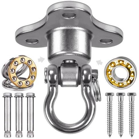 BeneLabel 360 Crochet de BalançOire, Kit de Montage en Bois/Béton, Support Triangulaire Pivotant Matériel de Roulement pour Chaise de Jeux Extérieure Corde de Yoga Sacs de Frappe, 900lbs，