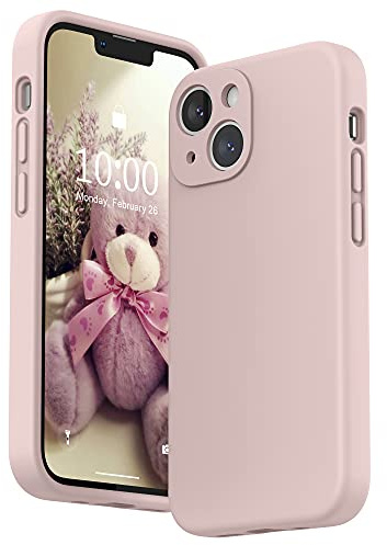 SURPHY Hülle Kompatibel mit iPhone 13 mini Hülle Silikon mit Displayschutzfolie, Handyhülle iPhone 13 mini Case mit Kameraschutz, iPhone 13 mini Hülle Schutzhülle 5,4 Zoll 2021, Sandrosa