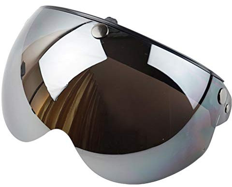 KENANLAN Visiera universale 3 Snap Retro Antivento Parasole Half Face Casco Moto Visiera (Argento)