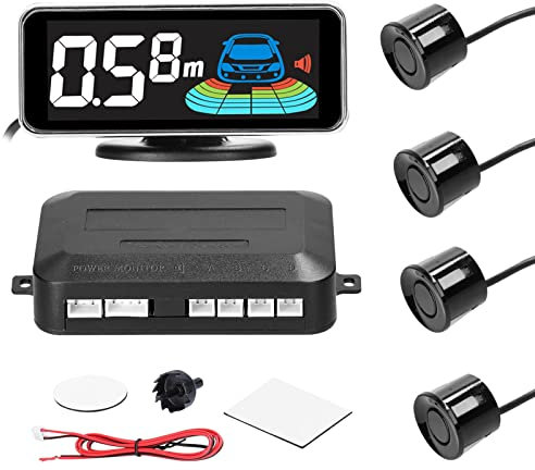 Shkalacar Parksensor Einparkhilfe, Rückfahrradar System mit 4/8 StückVorne Hinteren Parksensoren, LCD Abstandsanzeige, Ton Warnsummer
