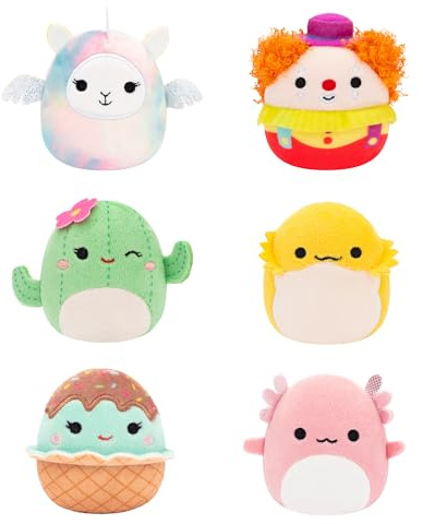 Squishmallows Original Micromallows 6-Pack – Archie Axolotl, Bimbi Clown, Lucy-May Llamapegacorn, Maritza Cactus, Maya Sundae, Rodry Bearded Dragon