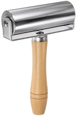 sourcing map Rodillo de Presión de Borde de Cuero 4 100 mm Rodillo de Acero Al Carbono para Prensar Borde de Cuero Alisador de Borde de Cuero Rodillo de Laminado de Pegamento Blanco