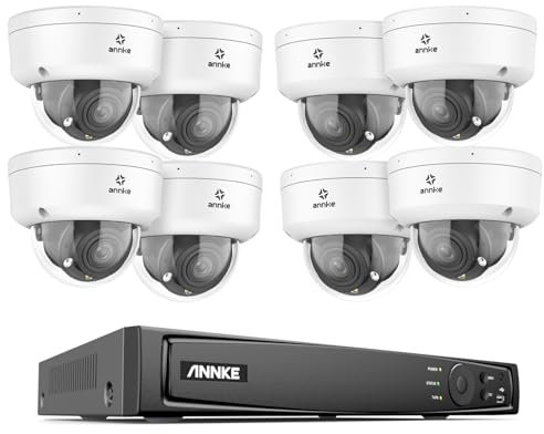 ANNKE 8CH 4K PoE - Set di 8 telecamere di sorveglianza con zoom ottico 4x, riconoscimento persona e veicolo, IP67&IK08, visione notturna a colori senza disco (sfera)