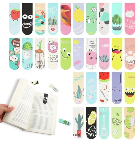 30 Stück Magnetische Lesezeichen für Kinder - Magnet Lesezeichen für Schüler, Jungen, Mädchen, Buchliebhaber - personalisiert, für Kinder, Buchzeichen