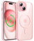 JETech Cover Magnetica per iPhone 15 Plus 6,7 Pollici Compatibile con MagSafe, Cellulare Paraurti Custodia, Solida Colore Opaco TPU Telaio, Anti-Graffio Retro Trasparente (Rosa)