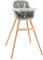 GLACER High Chair, 3-in-1 Convertible Wooden High Chairs for Babies and Toddlers w/Removable Tray, Booster Seat, 5-Point Safety Harness, PU Cushion, Baby High Chair (Grey)