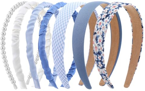 COMNICO Hårbandsset, kvinnor, 7-delat halkfritt flickpannband set, olika fashionabla pannband, sött tyg, glittrande, flerfärgade hårband för kvinnor, flickor, barn