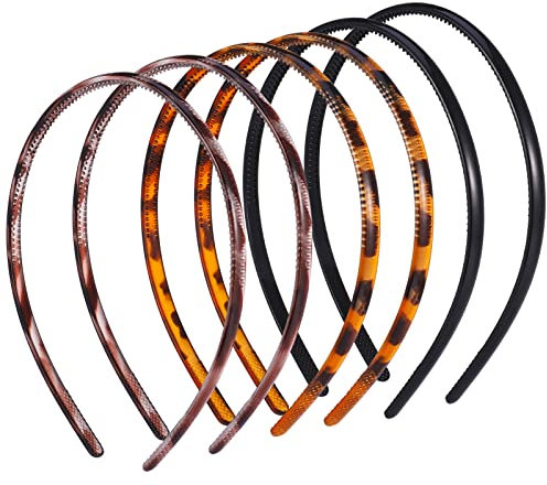 Halinuia 6 Stück Haarband 7mm Plastik Haarreifen Damen Elastisches Hair Band, Rutschfestes Stirnband Mit Anti-Rutsch Zähne Für Fitness Sports Yoga