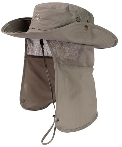 TOP-EX UVCoolix™ Solhatt för herr och dam UPF 50+ med nackskydd, vattentät utomhushatt för vandring & fiske, svallande safarihatt med bred krempe, andningsbar, hopvikbar, justerbar, XL-XXL