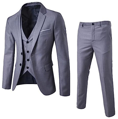 Abiti Da Uomo 3 Pezzi Suit Formale Da Matrimonio Affari Blazer Pantaloni Gilet Elegante Smoking Completo Da Sposa a Due Bottoni Business Cerimonia Abiti Da Lavoro Slim Fit Wedding Abito Da Sposa