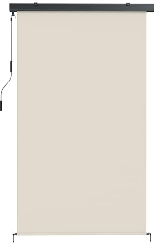 Outsunny Tenda a Rullo Avvolgibile da Esterno Anti-UV con Cassetta in Alluminio e Manovella, Tenda da Sole in Poliestere, 250x160 cm, Bianco Crema