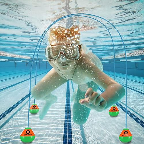 2PCS Swim Thru Dive Gate Pool Toy for Adult Water Game, Swim Training Hoop | Water Training Sports Diving Toy Practice Game for Adults and Family Outdoor Pool Summer Party