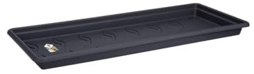elho Green Basics Garden XXL Untersetzer 80 - Untersetzer für Außen & Zubehör - Ø 72.2 x H 5.7 cm - Schwarz/Living Schwarz