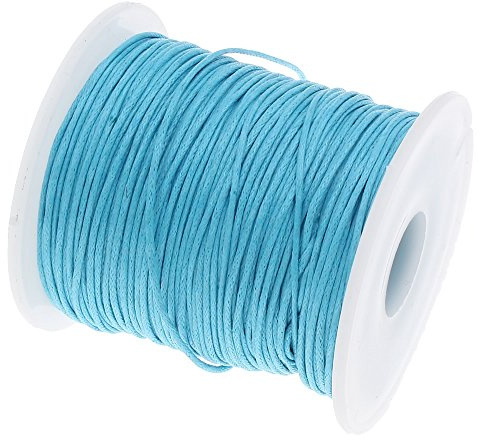 Perlin - Cordón de algodón encerado azul claro 1 mm para joyas y hilo de cera C283