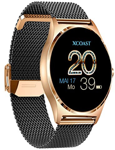 X-WATCH JOLI XW PRO-Smartwatch Damen iOS/iPhone-Fitnessuhr-Android mit Whatsapp Info 54030, Samtschwarz
