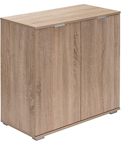 Casaria® Kommode mit 2 Türen 74x71x35cm Holz Modern Höhenverstellbarer Einlegeboden Schlafzimmer Büro Flur Mehrzweckschrank Aktenschrank Schrank Eiche