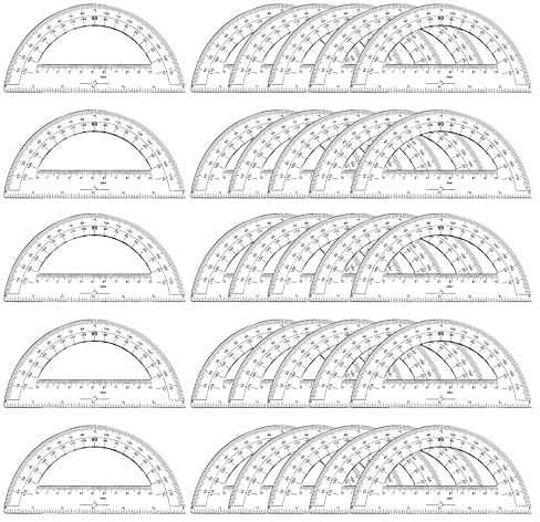 30PCS Clear Plastic Student Math Protractor 6-Inch Long 180 Degree for Angle Measurement