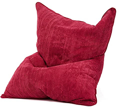 Green Bean Square XXL Indoor Bezug aus Kord 140 x 180 cm - ohne Füllung - Sitzsackhülle, Sitzsackbezug - 600D Oxford, Cord - kuschelig, weich, robust - waschbar, mit Innensack - Rot
