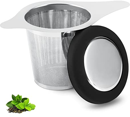 Tea Infuser Basket Stainless Steel Tea Strainer Tea Filter With Small Strainer And Lid Tea Diffuser For Loose Leaf Tea Superior Brewing Experience (One pack silver)