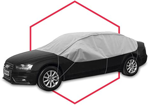 Autoabdeckung Halbgarage Wasserfest & Extrastark Atmungsaktive Autoplane Abdeckplane gegen Regen Schnee Wind UV-Strahlung Laub und Anderen Schmutz Autohülle, L Sedan L: 280-310cm / H: 75cm