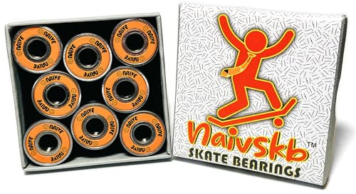 Naivskb Skateboard Bearings 8mm 8 Pack, Precision ABEC 608 Bearings Set for Longboards Cruisers Surfskates Inline Skates Quad Roller Skates Scooters (Vintage Orange)