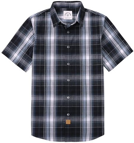 Dubinik® Camisas Hombre Manga Corta Cuadros Camisa Manga Corta Hombre Verano Botón Casual Vintage Trabajo Camisas para Hombre