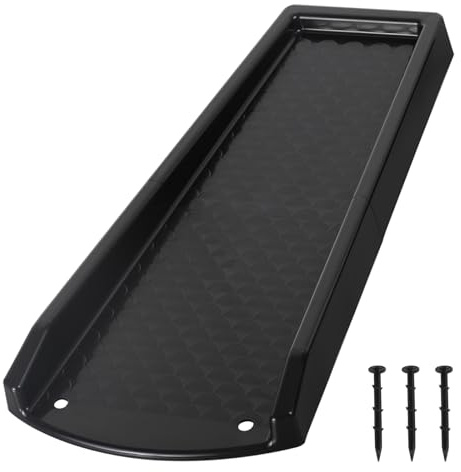 plusgutter Rain Gutter Downspout Splash Block, Gutter Downspout Extensions for Water Drainage, 24 Gutter Splash Guards Downspout Extender, Fixable Down spout Drain Trays with PE Nails(1 Pack, Black)