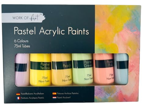 CELINO making your day 6pk Acrylic Paint Set Pastel Artist Art Beginner Painting 75ml Tube Wood Canvas