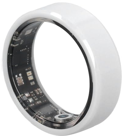 Anneau Intelligent, Traqueur de santé de Surveillance du Sommeil en Acier Inoxydable en Céramique Bluetooth, Traqueur de Forme Physique (Taille 9)