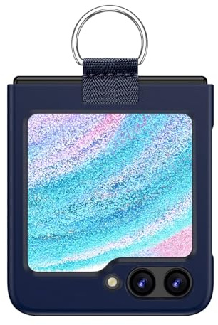 EASSGU Coque Skin-Touch avec Anneau Métallique pour Samsung Galaxy Z Flip7 FE/Z Flip6 (6.7) - Bleu Marine.