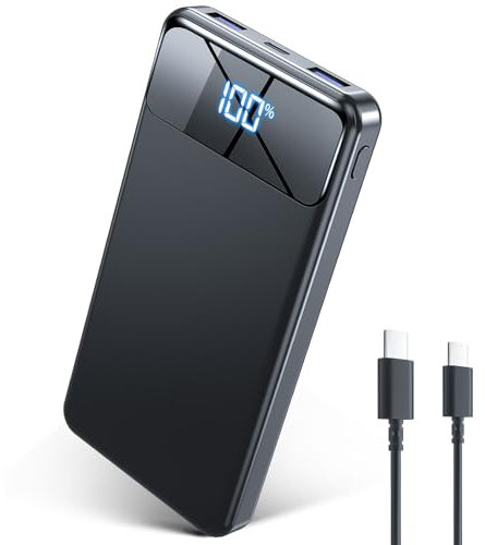 Power Bank, Caricatore Portatile 12000mAh, PD Batteria Esterna per cellulare Ricarica Rapida con USB-C/A per iPhone 16 15 14, Samsung, Xiaomi, Nero
