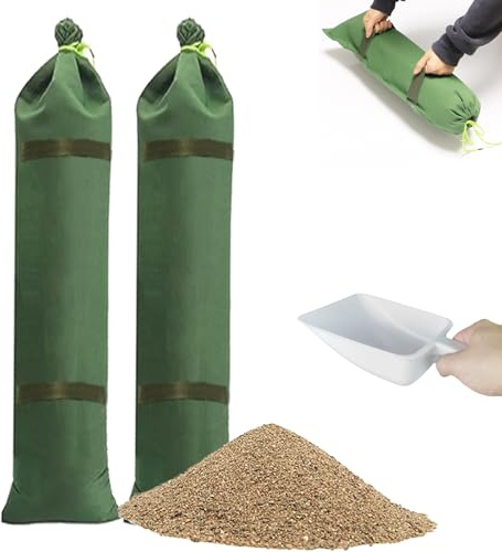 Estresen 2 Sacs de Sable 90 x 20CM avec 1 Pelle, barrière Anti-inondation, Protection Contre Les inondations, Sacs de Sable réutilisables avec poignées